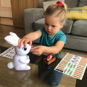 My toddler feeding the bunny and the range of foods that Chewy can eat