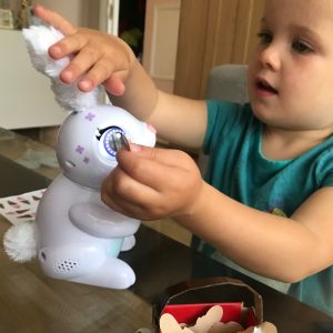 My toddler feeding the bunny