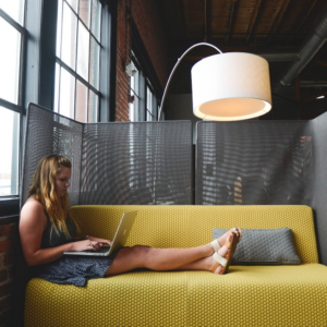 Women working on her laptop
