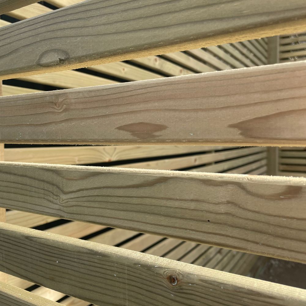 A close up of the timber slats