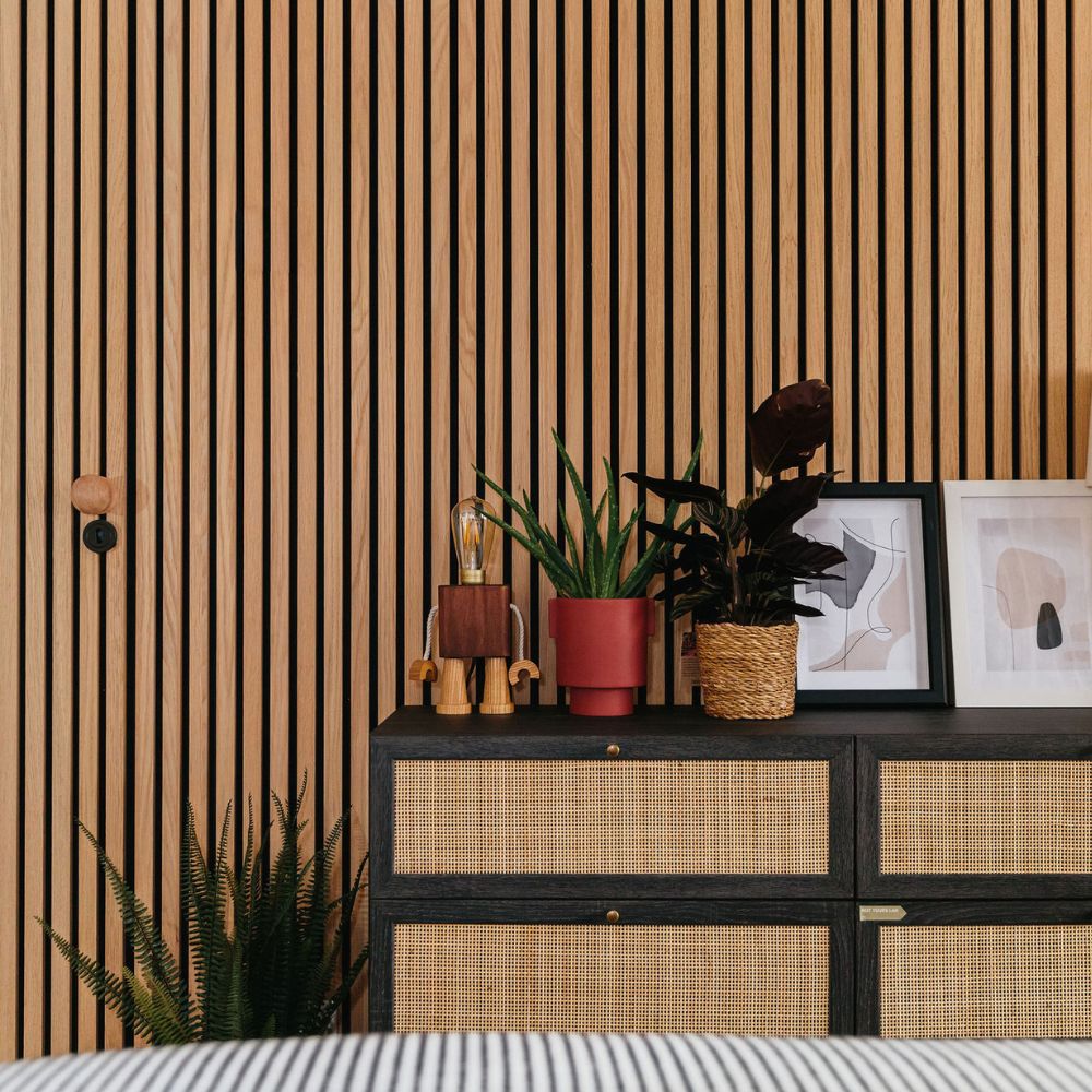 The fun and quirky reeded panelling in Celine's home
